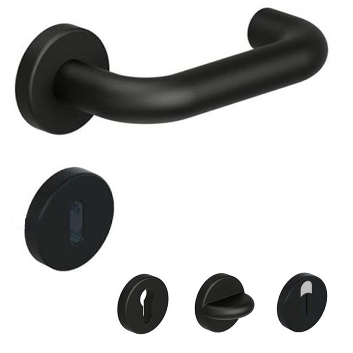 HEWI 111 Rosetten Türdrückergarnitur schwarz matt