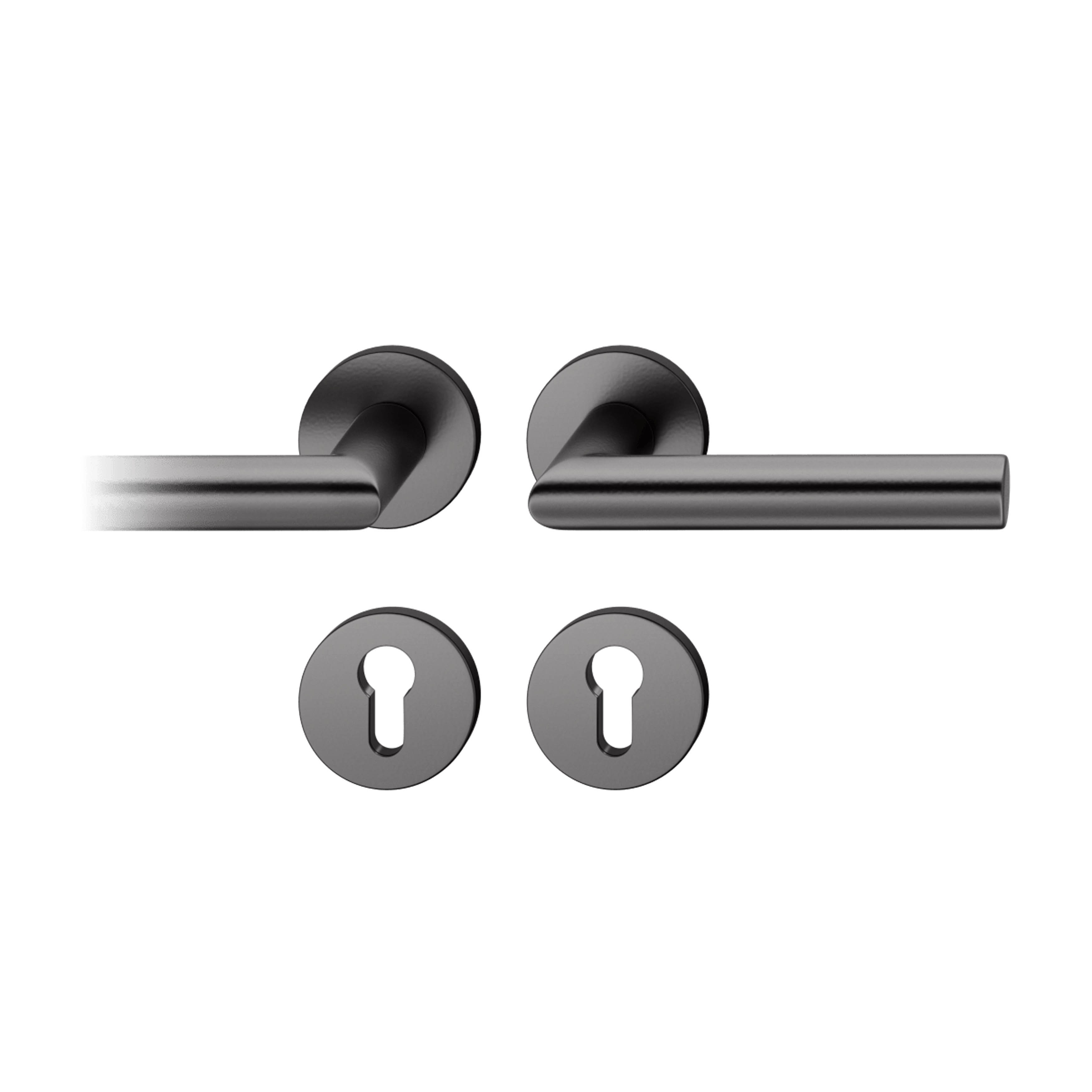 12 1076 FSB Türdrücker Rosetten-Garnitur Alu schwarz...