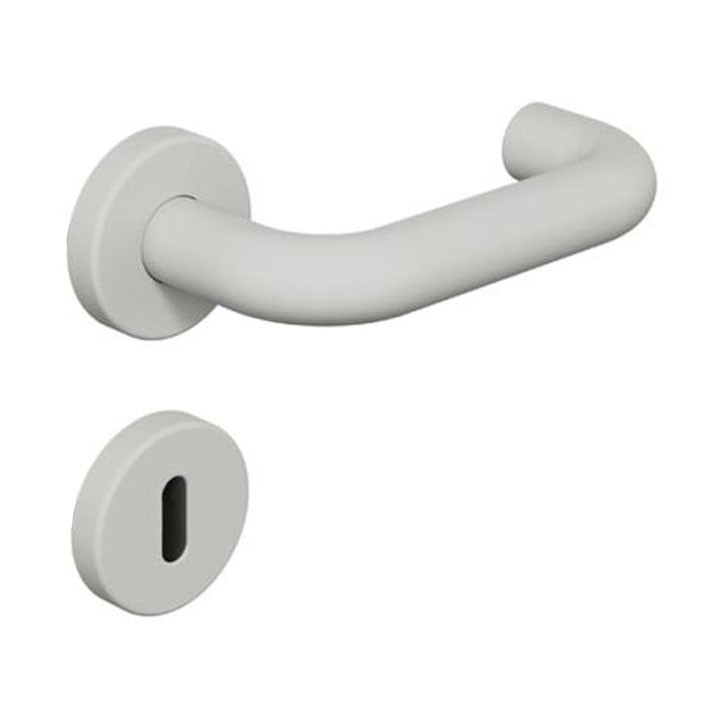 Rosetten Türdrückergarnitur lichtgrau matt BB Lochung