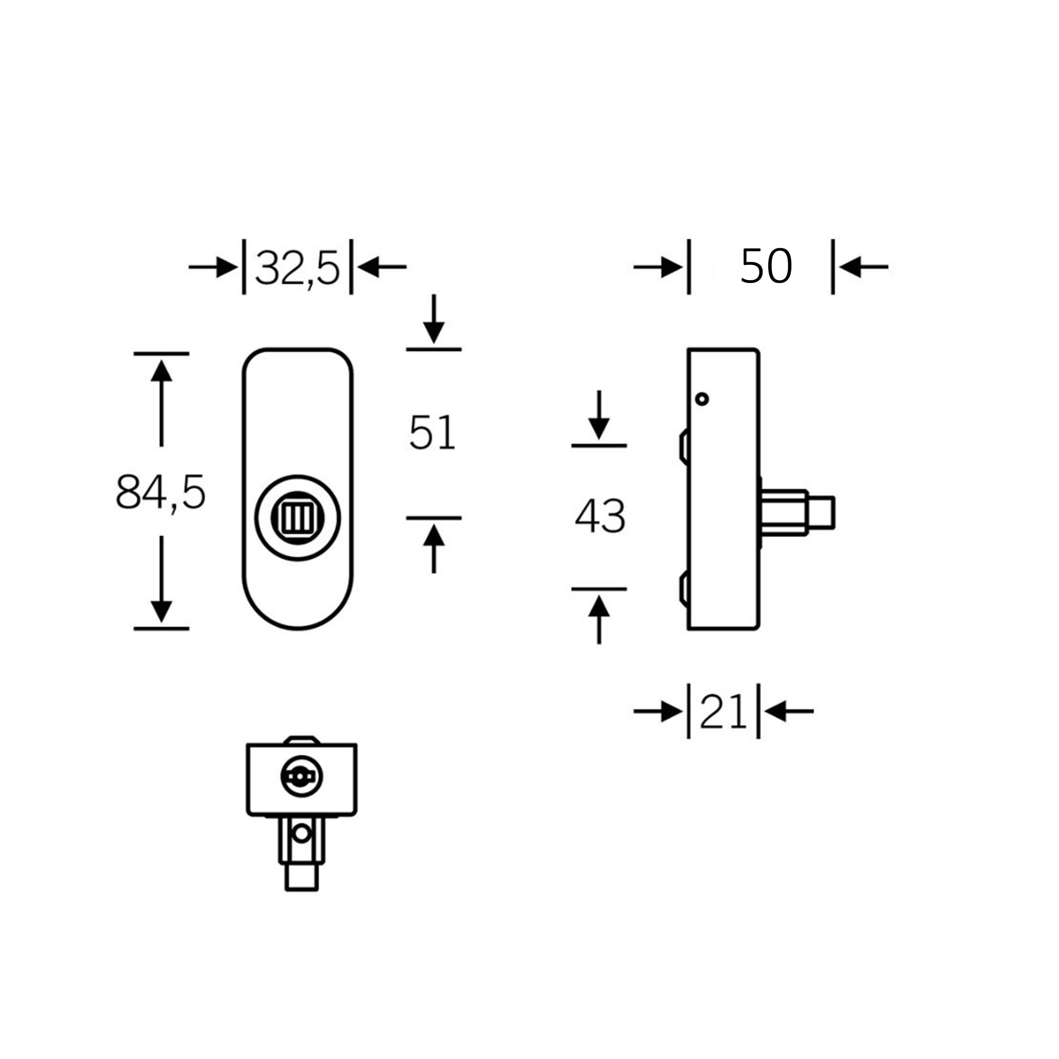 34 0000 FSB Fenstergriff Rosette oval abschließbar Zeichnung