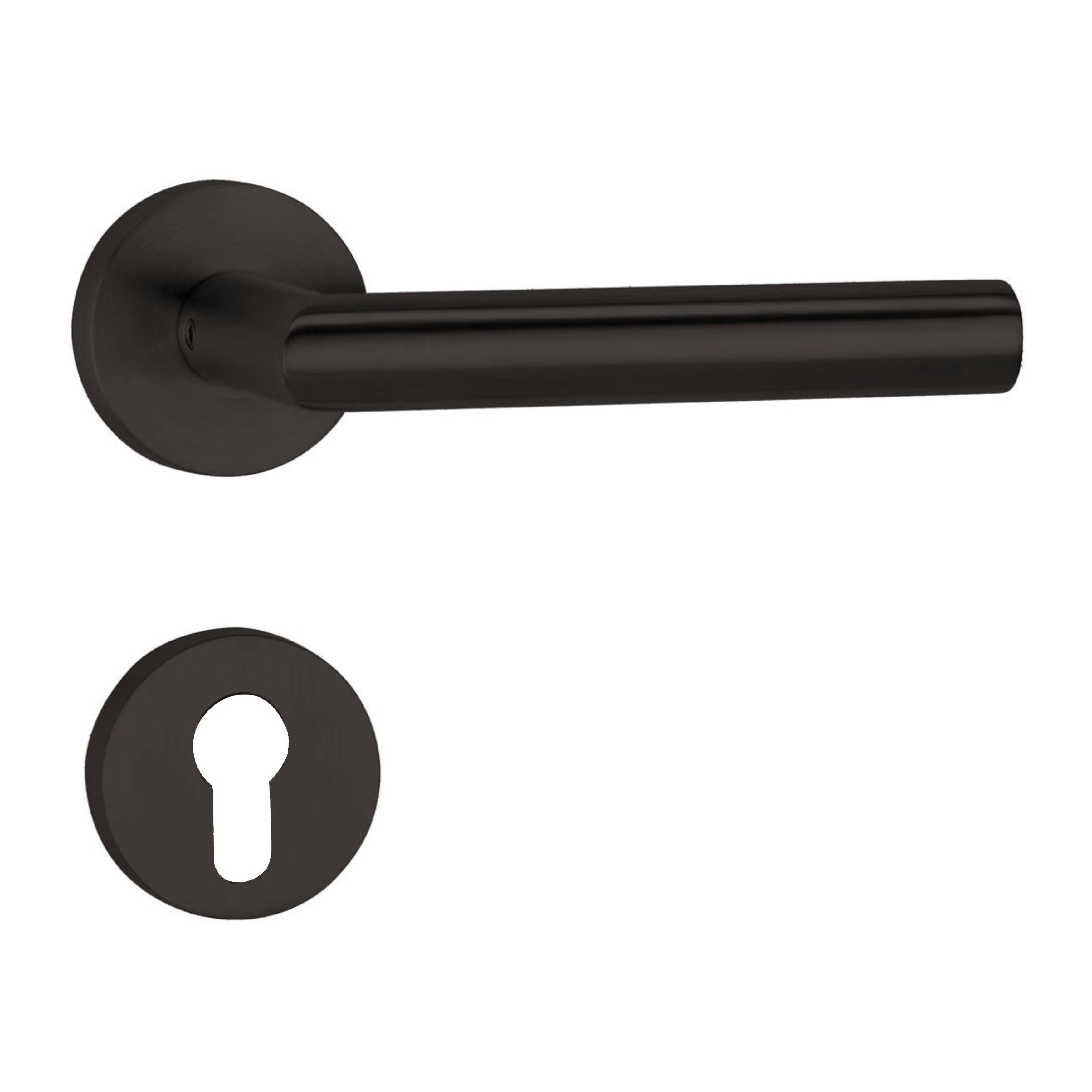 BASIC 02 Hermat Rosettenhalbgarnitur Türdrücker Classic Black mit Profilzylinderlochung