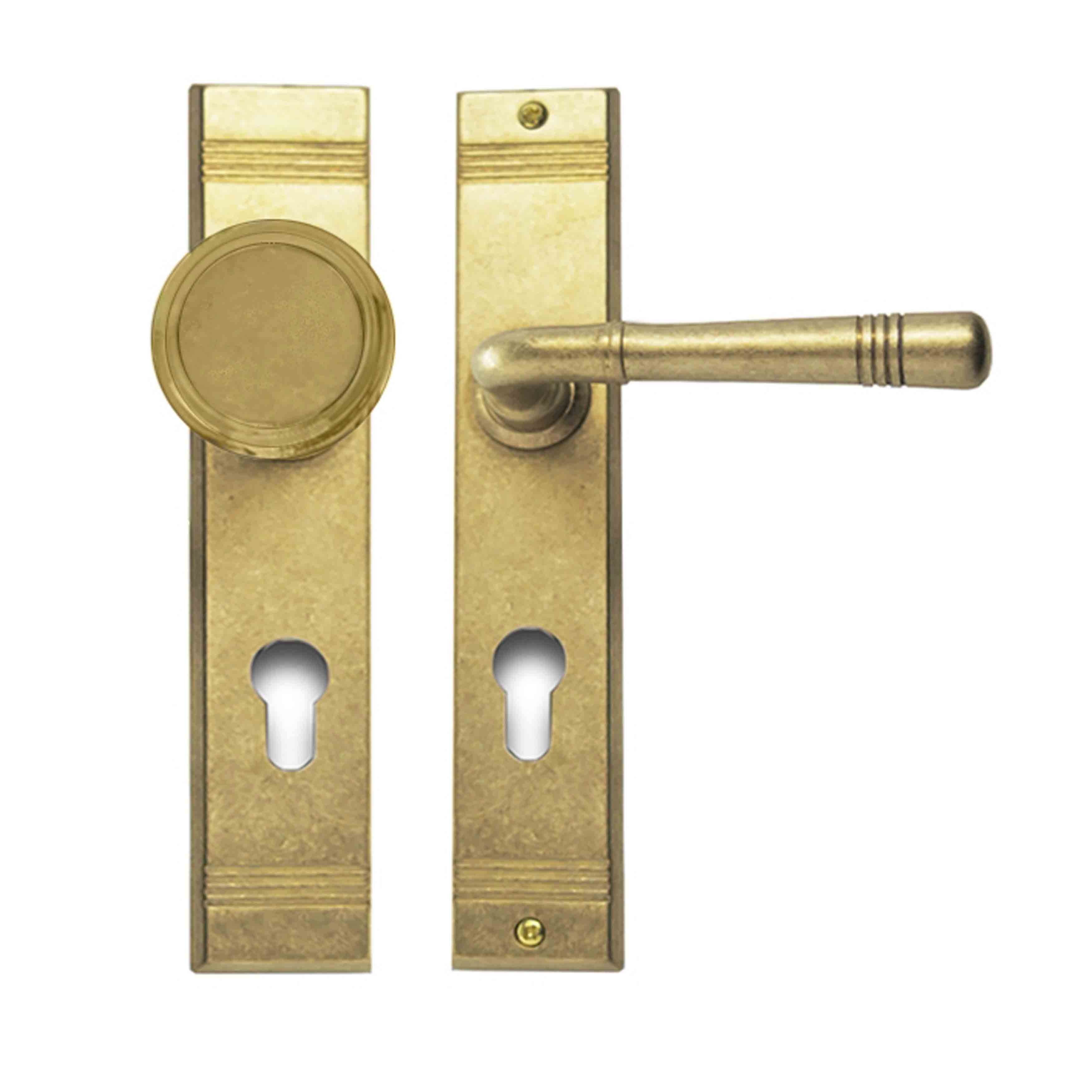 Ghidini Berlin R716 Langschild Wechselgarnitur für Wohnungseingangstür 92 mm Messing natur M3