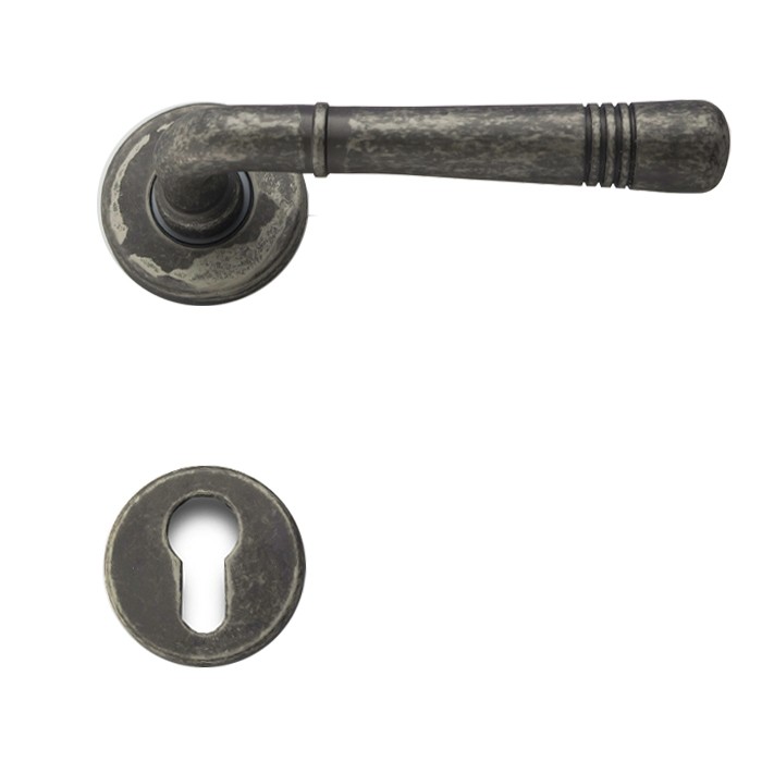 Ghidini Türdrücker Berlin Messing antik M69 silbergrau_schwarz Profilzylinder