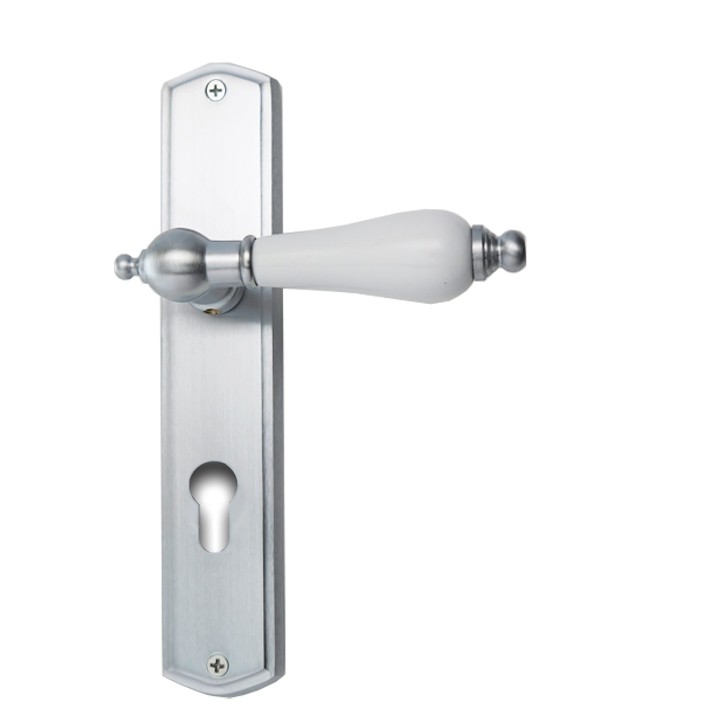 Ghidini Türdrücker Langschild Oscar mattchrom M18 weiß Profilzylinder