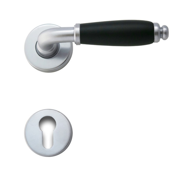 Ghidini Türdrücker Messing mattchrom  M18 schwarz Profilzylinder