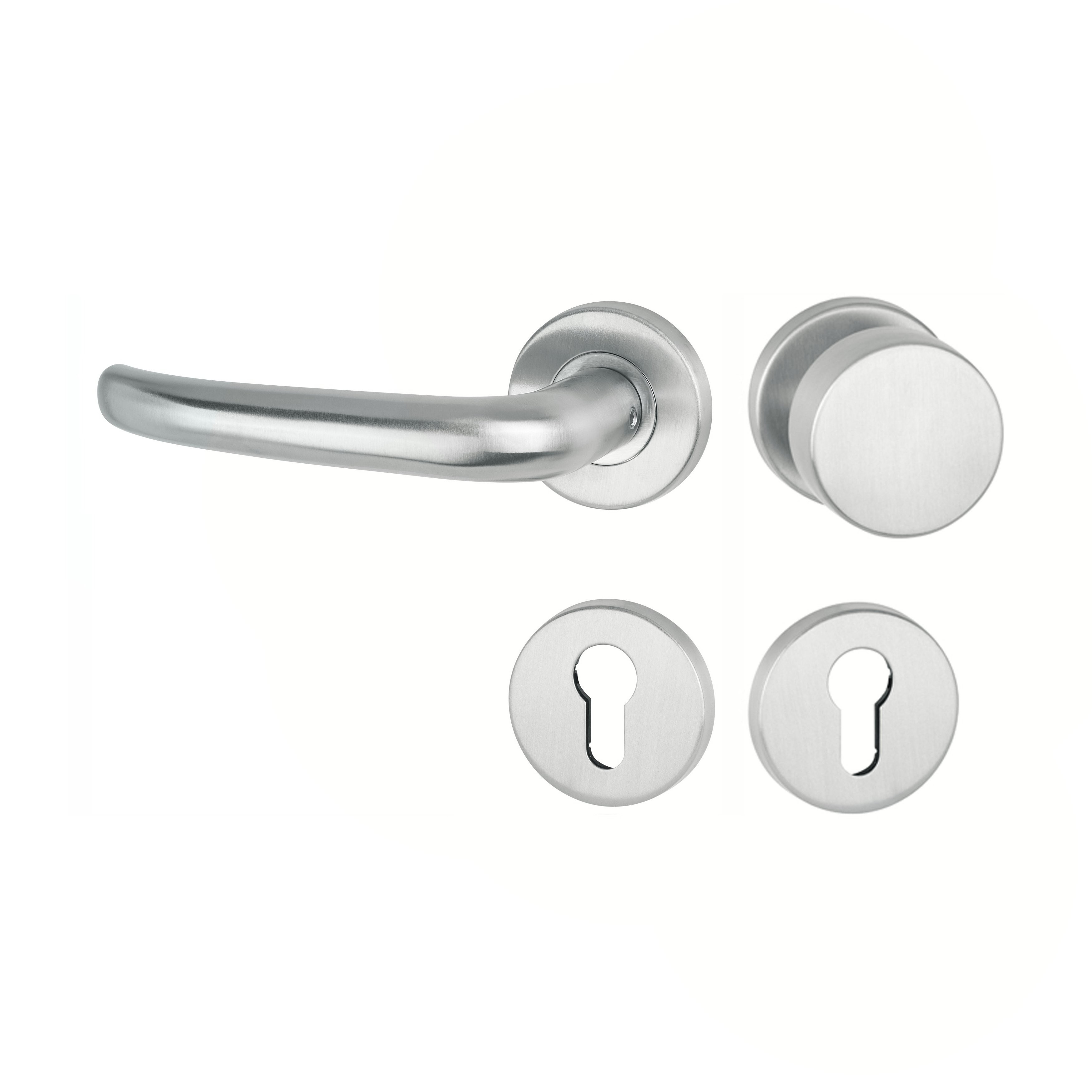 Hermat 1806/2073 Wechsel-Rosettengarnitur Klasse 4 Edelstahl matt links PZ 