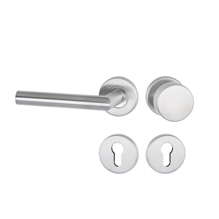 Aptec 1802/2073/3127 Wechsel Rosettengarnitur Gehrungs-Form Edelstahl matt links PZ
