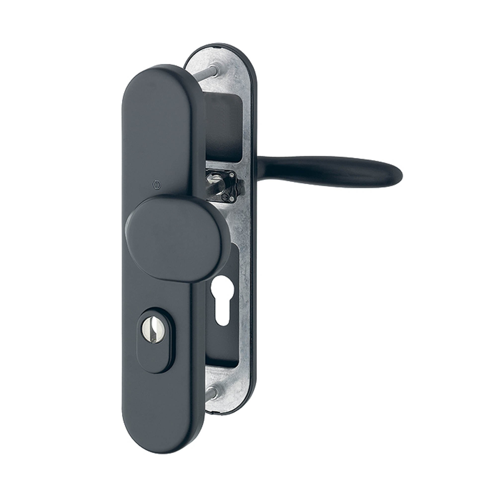 HOPPE Verona Schutz Wechselgarnitur schwarz matt Langschild 72 mm mit ZA