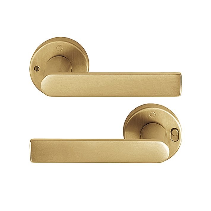 HOPPE M1642/42VR Los Angeles Türdrücker Rosettengarnitur MiniLock Messingfarben hell satiniert