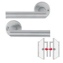 Amsterdam Türdrücker Rosettengarnitur MiniLock Edelstahl matt  