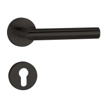BASIC 02 Hermat Rosettenhalbgarnitur Türdrücker Classic Black mit Profilzylinderlochung
