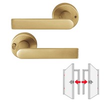 Los Angeles Türdrücker Rosettengarnitur MiniLock Messingfarben hell satiniert 