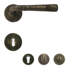 Berlin R716 GHIDINI Türdrücker-Rosetten-Garnitur Messing antik goldbraun