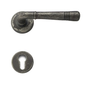 Berlin R716 GHIDINI Türdrücker-Rosetten-Garnitur M69 antik silbergrau