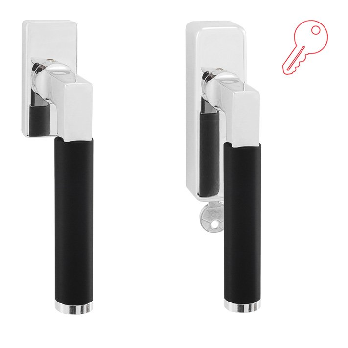 Drecoma Fenstergriff Bauhaus glanzchrom Handhabe schwarz matt