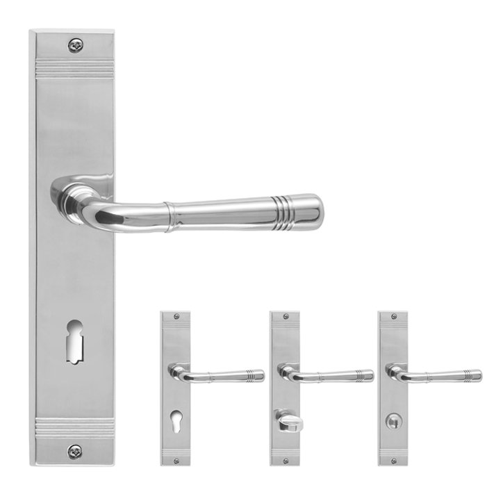 Berlin R716 GHIDINI Türdrücker-Langschild-Garnitur M4 Messing...