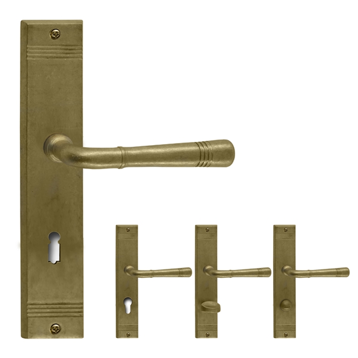 Berlin R716 GHIDINI Türdrücker-Langschild-Garnitur Messing natur