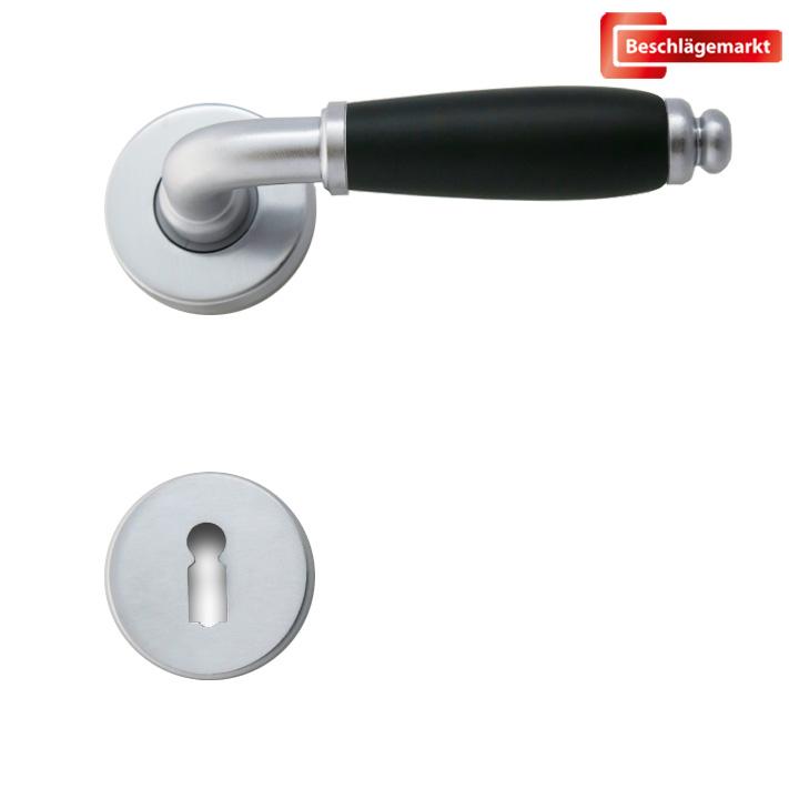 Ghidini Oslo R5200 mattchrom schwarz BBPZWC Bauhaus Rosette Türbeschlag Griff