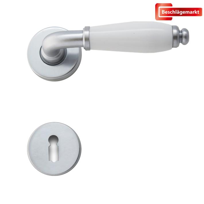 Ghidini Oslo R5200 mattchrom weiß BBPZWC Bauhaus Rosette Türbeschlag Klinke