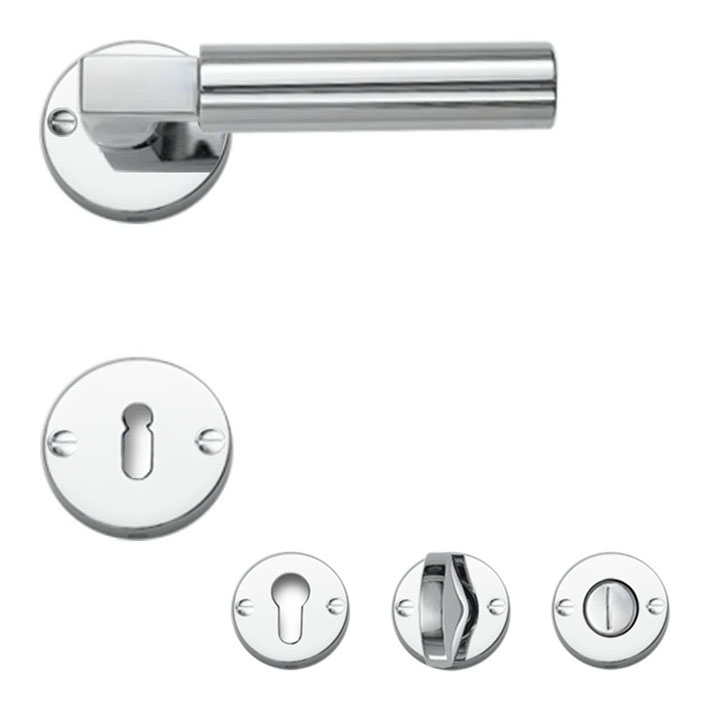 Drecoma Rosettengarnitur Bauhaus glanzchrom Verschraubung sichtbar