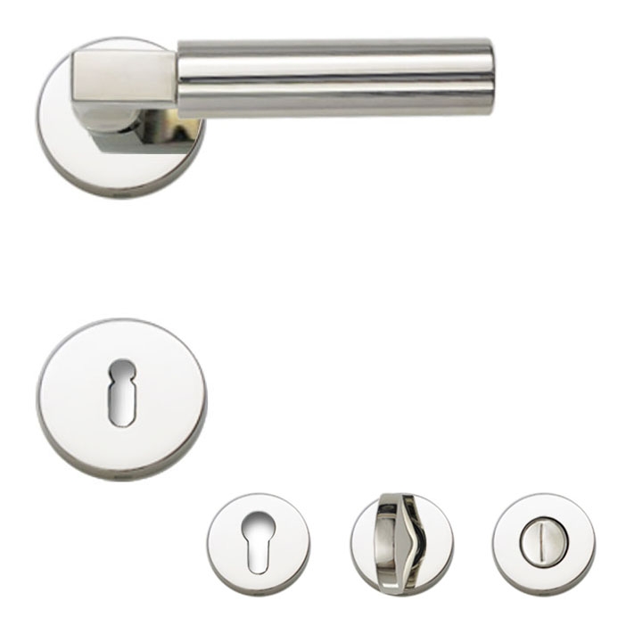 Drecoma Rosettengarnitur Bauhaus glanznickel Verschraubung unsichtbar