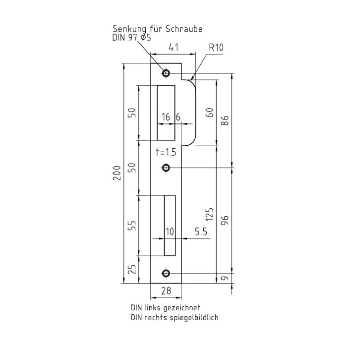 S24 BMH Haustür-Lappenschließblech kantig silber
